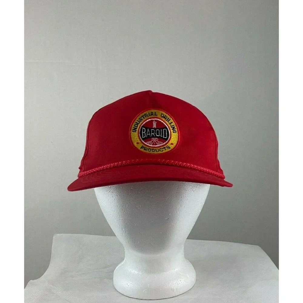 Vintage BAROID Oil Drilling Rig Industrial Gas Oil Snapback Trucker Cap Hat Red